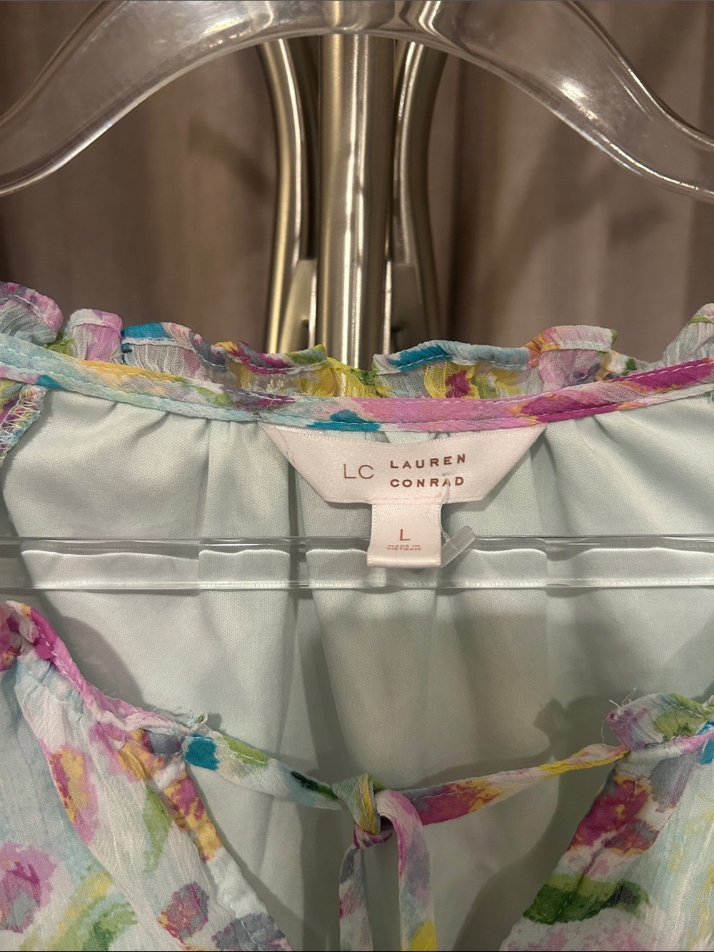 LC Lauren Conrad Pastel Floral Tie-Neck Ruffle Dress - Multicolor - Picture 2 of 6